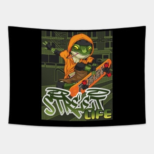 Frog, Skateboard, Skater, City, Reptile, Halfpipe Tapestry