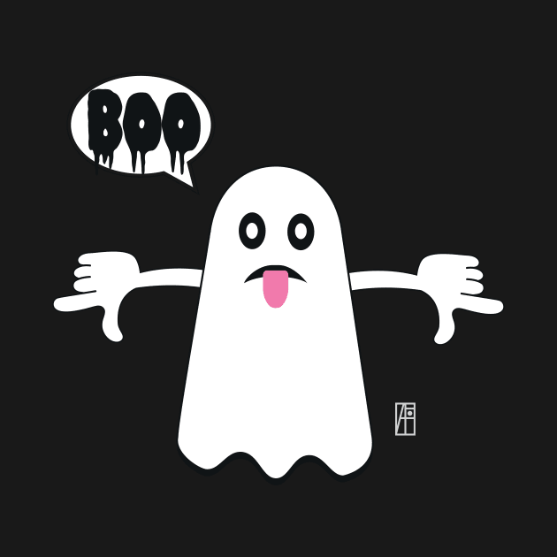 Ghost Of Disapproval - Unhappy​ Ghost​ Saying​ BOO! and showing tongue by ArtProjectShop