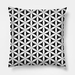 Black and white Flower of life pattern Pillow