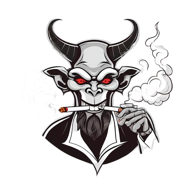 devil smoking a blunt cartoon design by UnReal-Graphics