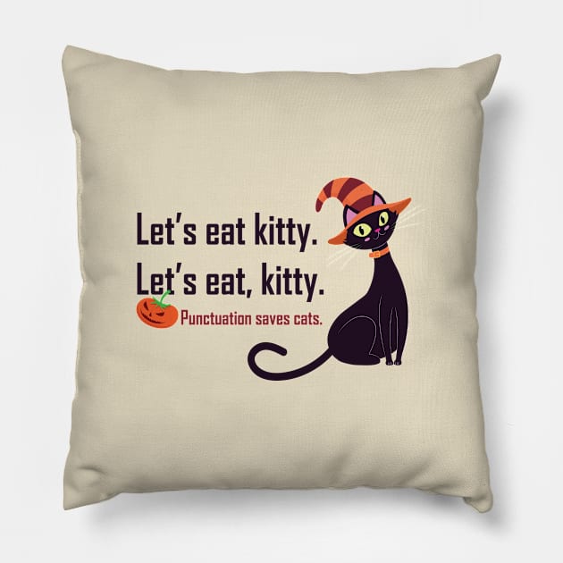 Lets eat kitty punctuation saves cats Pillow by YINZY