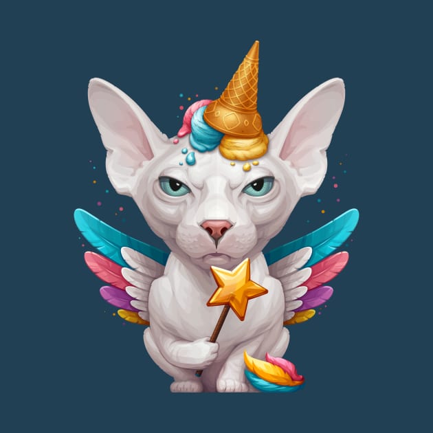 White Sphynx Cat Ice Cream Unicorn by stonemask