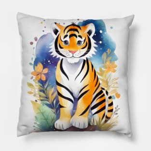 Watercolor tiger childrens illustration Pillow