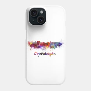 Copenhagen skyline in watercolor Phone Case