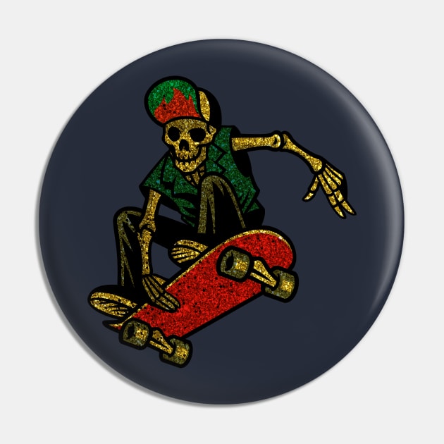 Skateboarding Skeleton Roller Skate Fans Gift Pin by klimentina