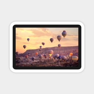 Colorful hot air balloons flying in Cappadocia, Turkey Magnet