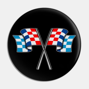 Checked racing car flag (Blue, Red, Light Blue Color) Pin