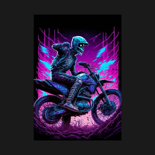 Skeleton Riding Dirt Bike Cyber Future Style by KoolArtDistrict