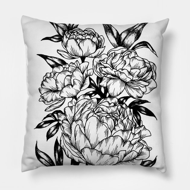 Peonies Pillow by Akbaly