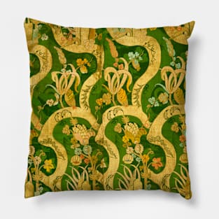 Antique Gold Italian Floral Tapestry Pattern Pillow