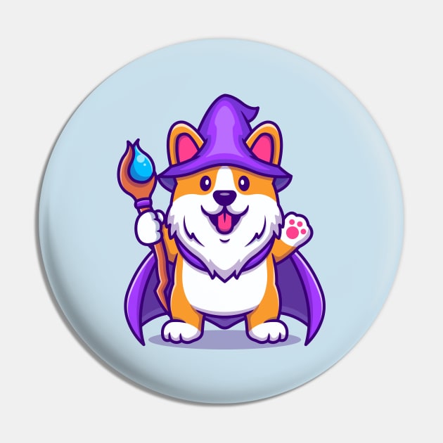 Cute Corgi Dog Wizard With Magic Wand Pin by Catalyst Labs