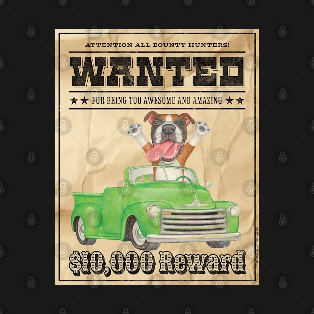 Cute Funny Boxer Dog Wanted Poster by Danny Gordon Art