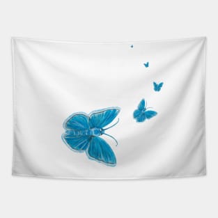 Chapman's blue butterflies flying Tapestry