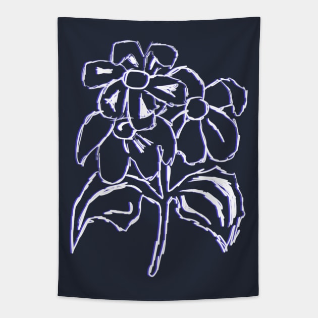 FLOWERS HANDSKETCH BLUE LAZER Tapestry by CharlieCreator