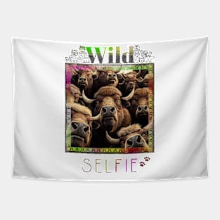 Bison Buffalo Wild Nature Funny Happy Humor Photo Selfie Tapestry