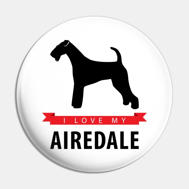 I Love My Airedale Terrier Pin by millersye