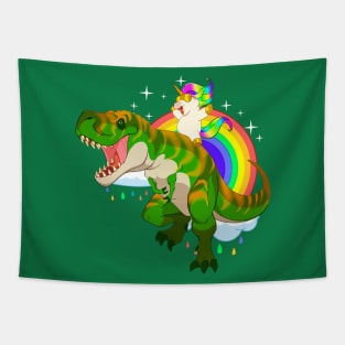 Unicorn Riding Dinosaur Tapestry