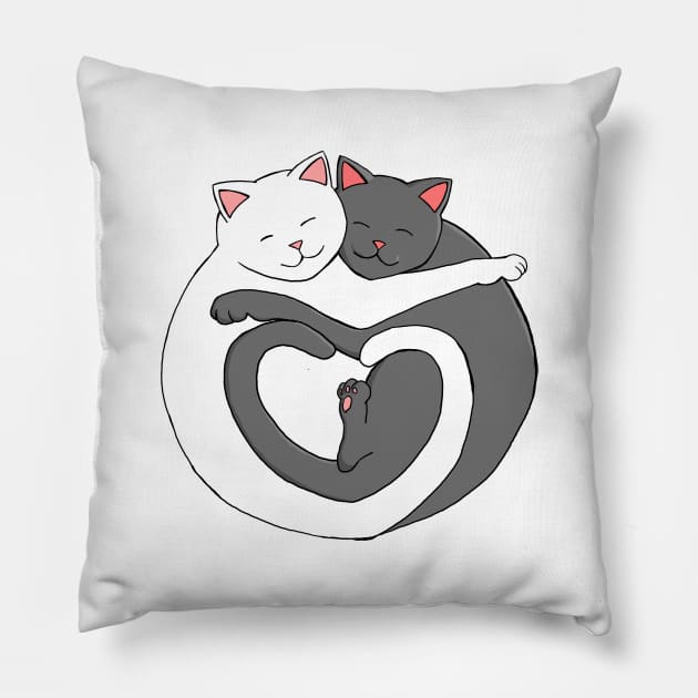 Valentine's Day Cat Heart White Design Pillow by xenotransplant