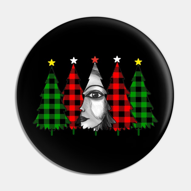 Black and white woman's portrait in christma's tree Pin by ESSED