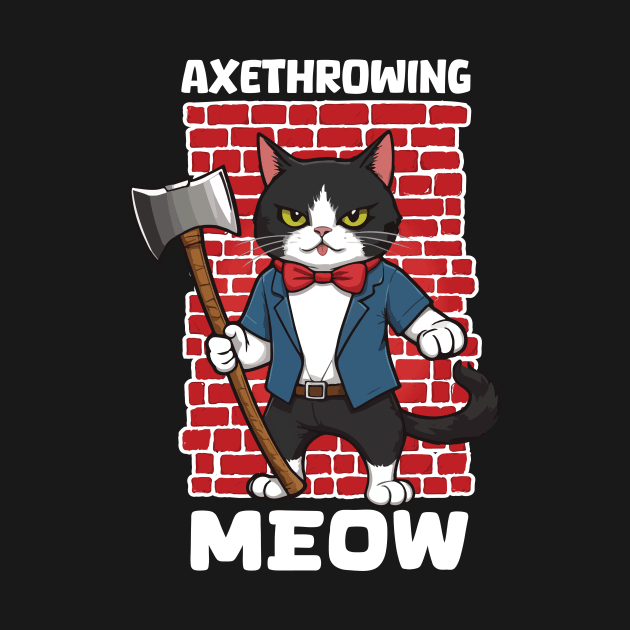Tuxedo cat and Axe throwing Sport lover gift by GrafiqueDynasty