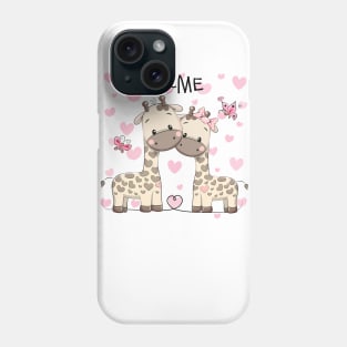 Two cute lovers of a giraffe Phone Case