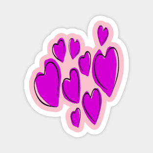 Cute Hearts Hand Drawn Bold Pink Romantic Doodle Magnet