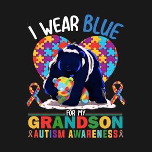 I Wear Blue For My Grandson Autism Awareness Month T-Shirt