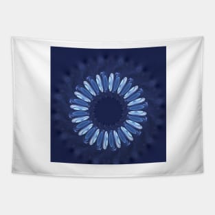 BEYOND fractal pattern and circular 3D design in shades of BLUE Tapestry