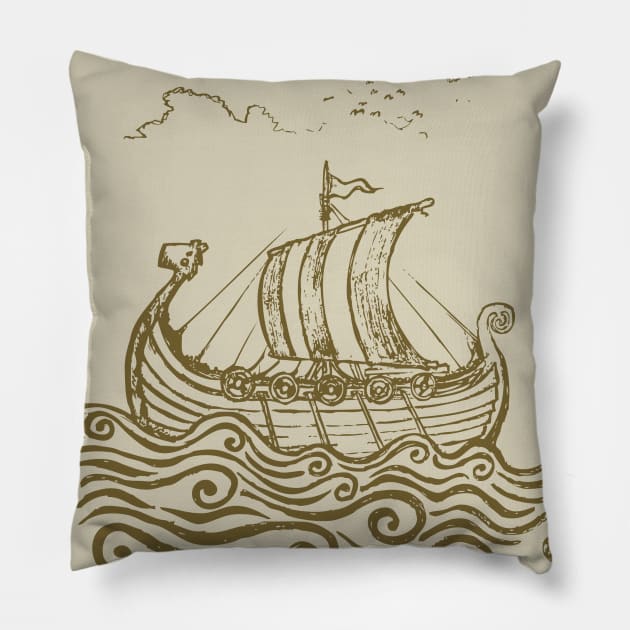 Viking ship Pillow by mangulica