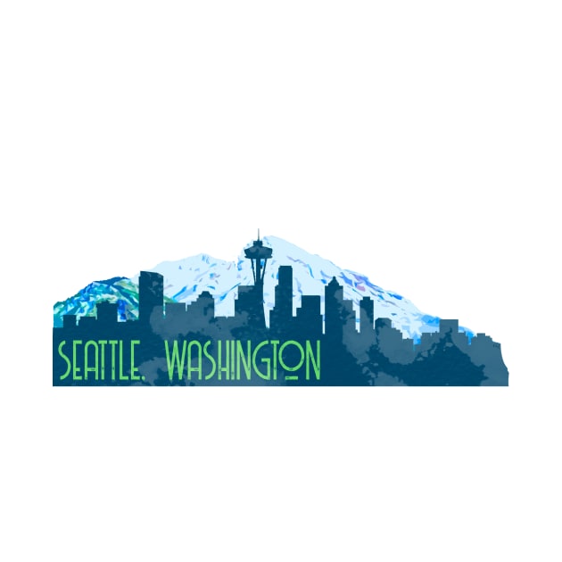 Seattle Skyline Mount Rainier Decal by zsonn