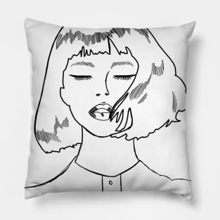 Girl line art portrait Pillow