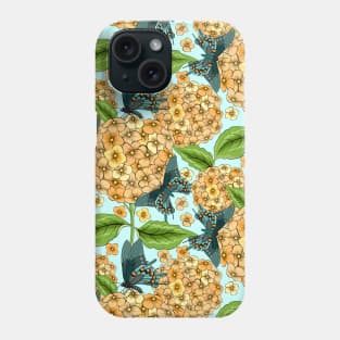 Orange Hydrangea And Butterflies Pattern Phone Case