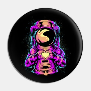 astronaut Love sign spaceman retro color Pin