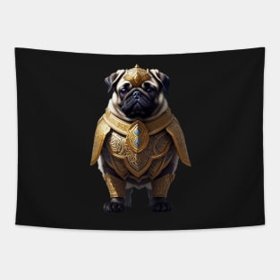 Mighty Pug in Heavy Mythical Armor Tapestry