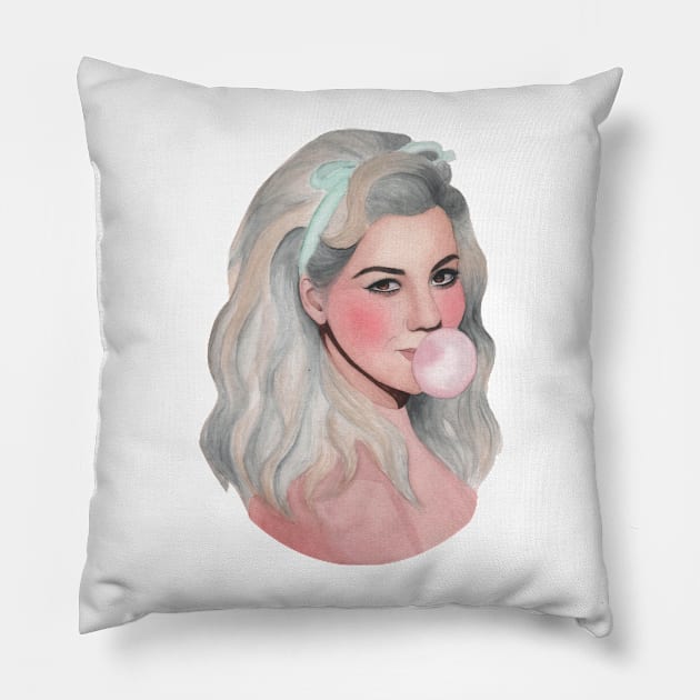 Marina Diamandis Electra Heart watercolor Pillow by GinaaArts