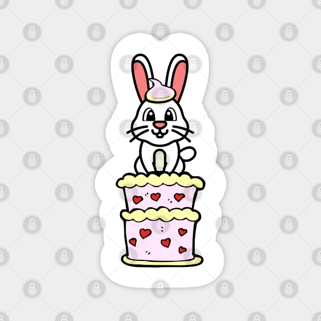 Funny rabbit jumping out of a cake Magnet by Pet Station