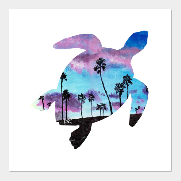 Sea Turtle Sunset Palm Silhouette Sea Turtle Posters And Art