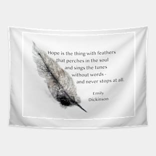 Hope Quote Emily Dickinson On Feather Art Tapestry