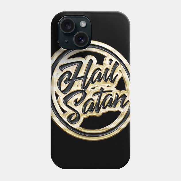 Hail Satan † Gold Pin Badge Design Phone Case by DankFutura