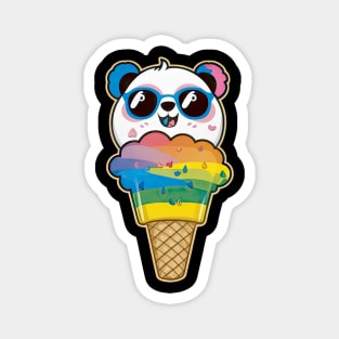 Cute Kawaii Panda Pride with rainbow ice con Magnet