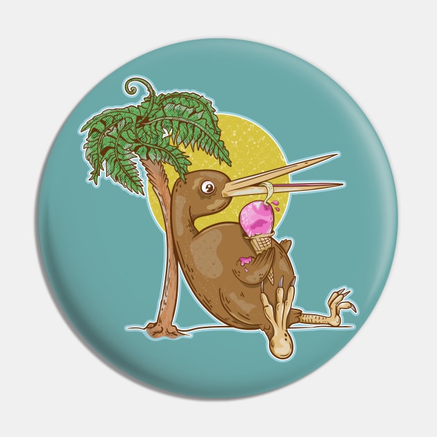 Kiwi Bird eating an ice cream Pin by mailboxdisco