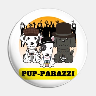 Pup-parazzi crowd - dalmatian bull terrier and black sheepdog Pin