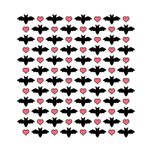 Cute Halloween Bats And Hearts T-Shirt