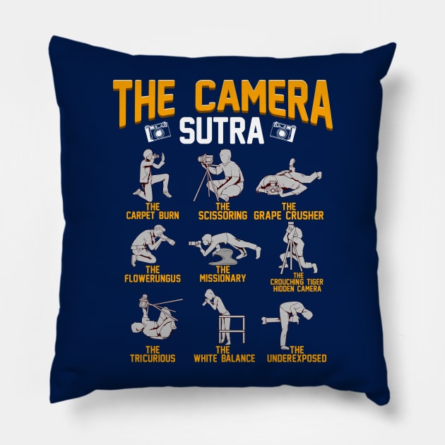 The Camera Sutra! Funny Photographer Gift Pillow by Jamrock Designs