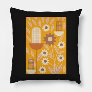 Autumn flowers and leaves in yellow Pillow