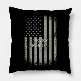 Never Forget Distressed USA Flag Pillow