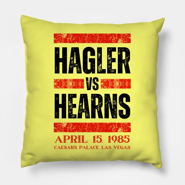 Hagler Vs Hearns Vintage Pillow by FullOnNostalgia
