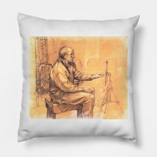 The Artist at Work Pillow