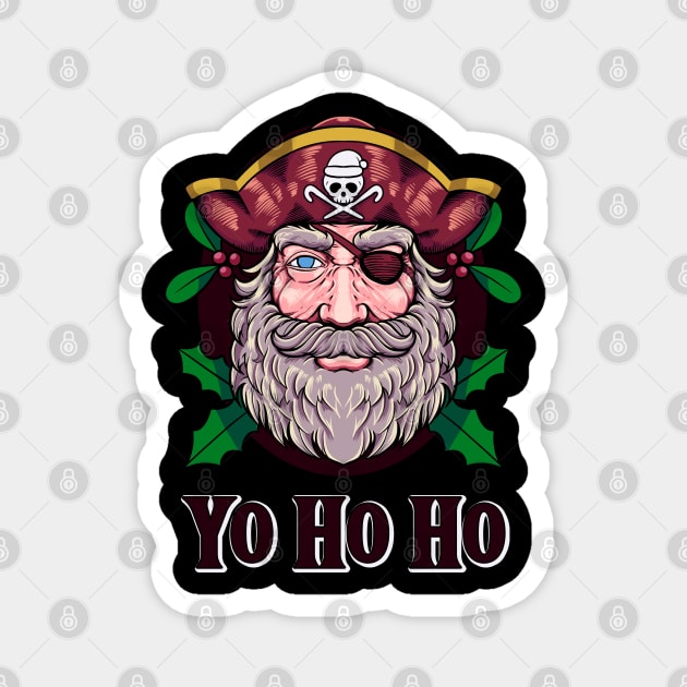 Christmas Pirate - Yo Ho Ho Christmas Magnet by Modern Medieval Design