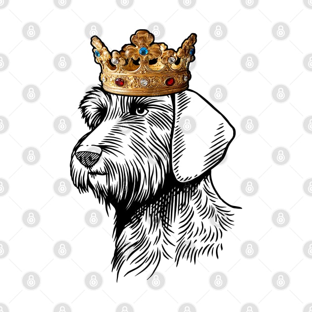 Wirehaired Dachshund Dog King Queen Wearing Crown by millersye